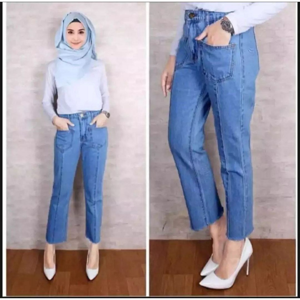 Highwaist Kulot Jeans Wanita Loose boyfriend Wanita Panjang Terlaris Terbaru Termurah