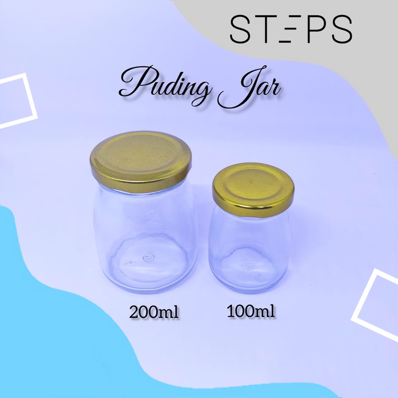 Jar Puding Kaca Toples kaca 100ML 200ML / Jar Makanan Tutup Gold / Jar Serbaguna