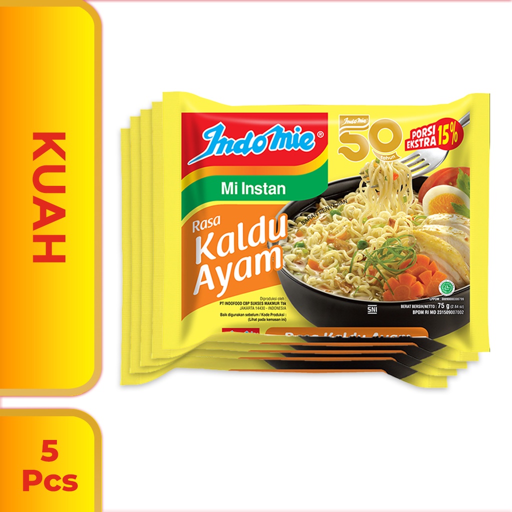 

[80 Gram x 5 pcs] Indomie Mi Kuah Kaldu Ayam Instan 80gr x 5 pcs