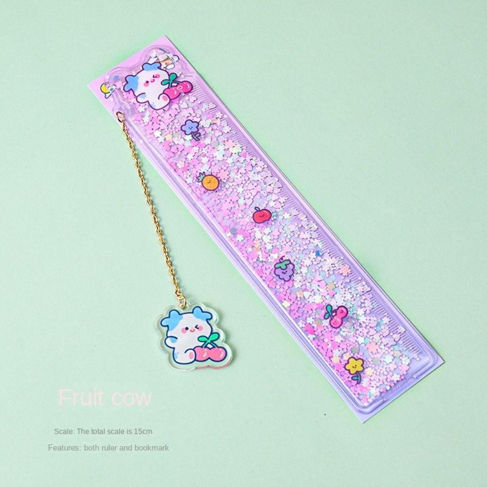 MXBEAUTY Quicksand Bookmark Ruler Kawaii INS Alat Tulis Siswa Kantor Bear Divideding Ruler