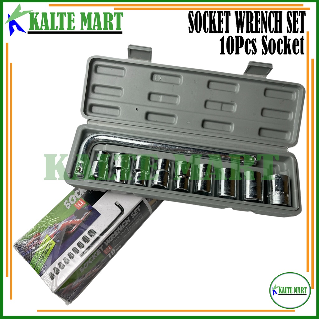 Tool Kit 10 in 1 Socket Wrench Set, Kunci Sock Set 10pcs, Kunci Pas