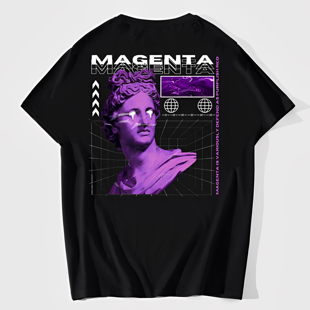 Kaos Tshirt Pria Hitam Magenta