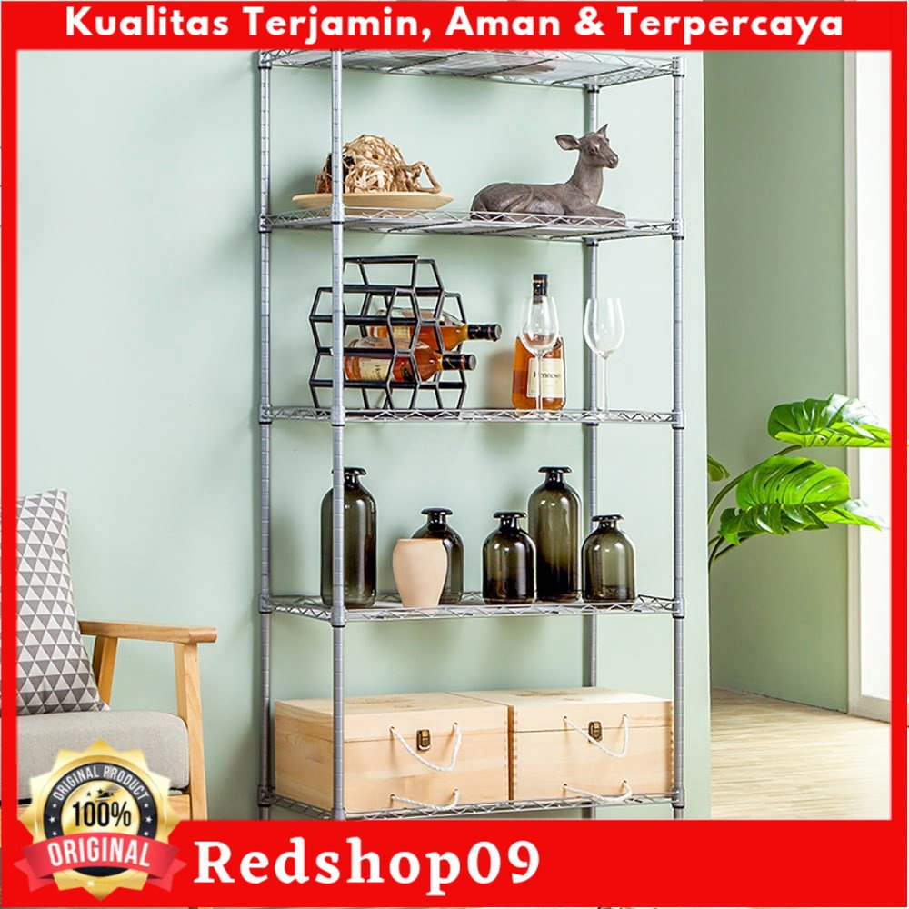 Krisbow Rak Besi Serbaguna 5 Tingkat/rak/rak susun/rak besi/rak dapur/rak gudang/rak serbaguna