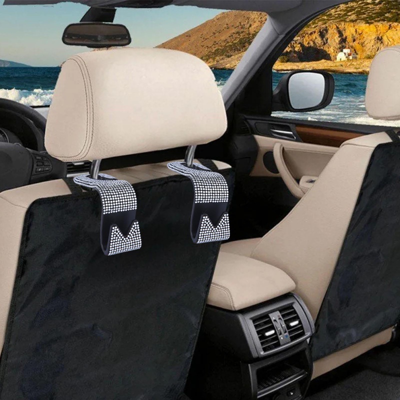 2pcs Car Vehicle Organizer Universal Car Seat Back Hooks Berlian Berkilauan Car Hanging Hook Serbaguna Penyimpanan Handbag Braket Gantung Kuat Beban-bearing Otomotif Hook