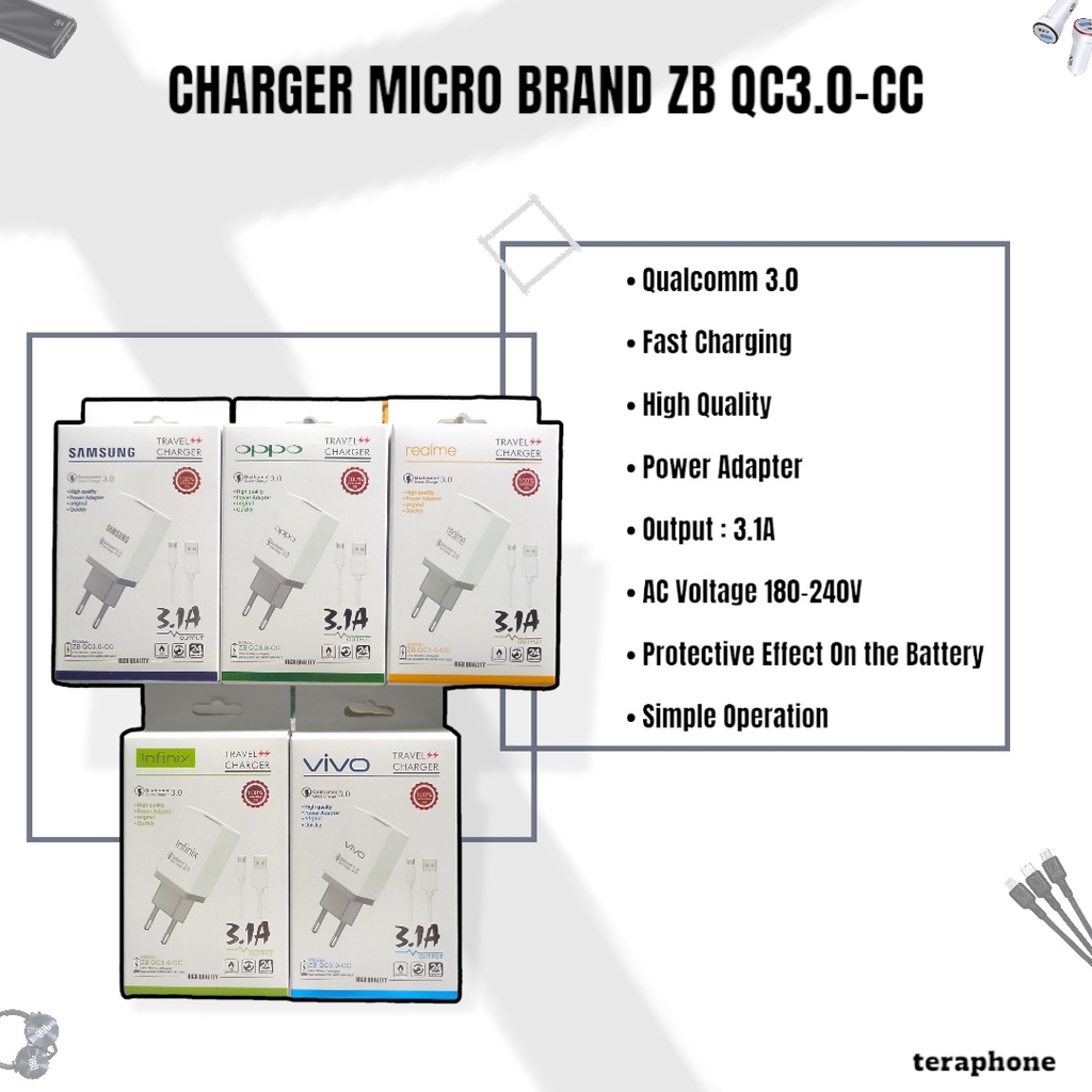 CHARGER BRAND MICRO ZB QC3.0-CC FOR ANDROID