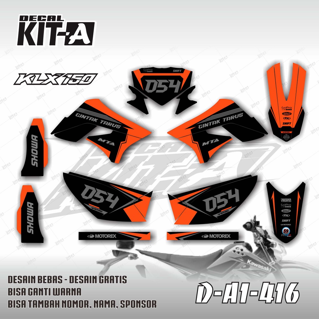 Decal klx s lama oren hitam supermoto sticker stiker dtrecker dtracker klx 150 old