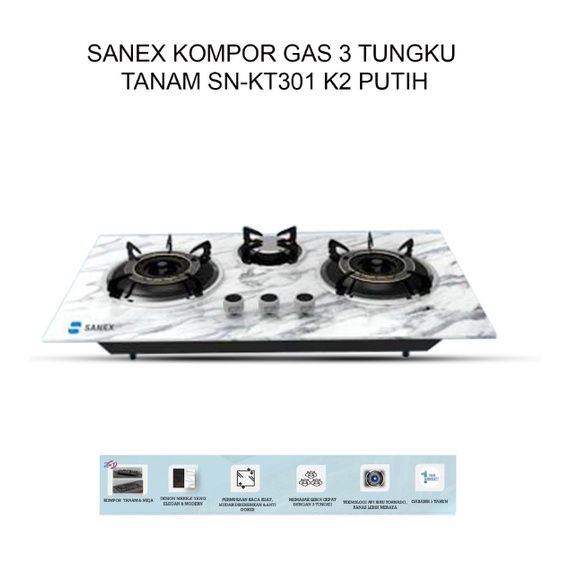 Kompor Gas 3 Tungku Tanam Sanex SN-KT301