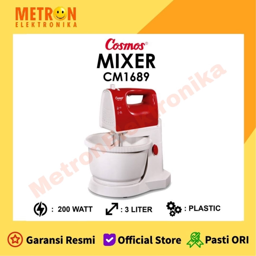 COSMOS CM 1689 / STAND MIXER 3 LITER 5 SPEED LEVEL 200 WATT / CM1689