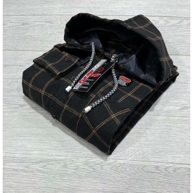 (BISA COD) KAMEJA FLANNEL HOODIE ORIGINAL M L XL PREMIUM QUALITY