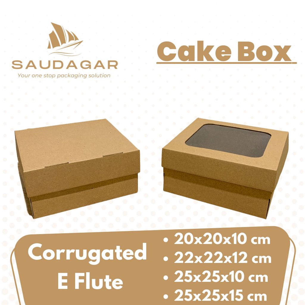 Cake box corrugated / kardus kue tebal E flute 20x20x10 cm