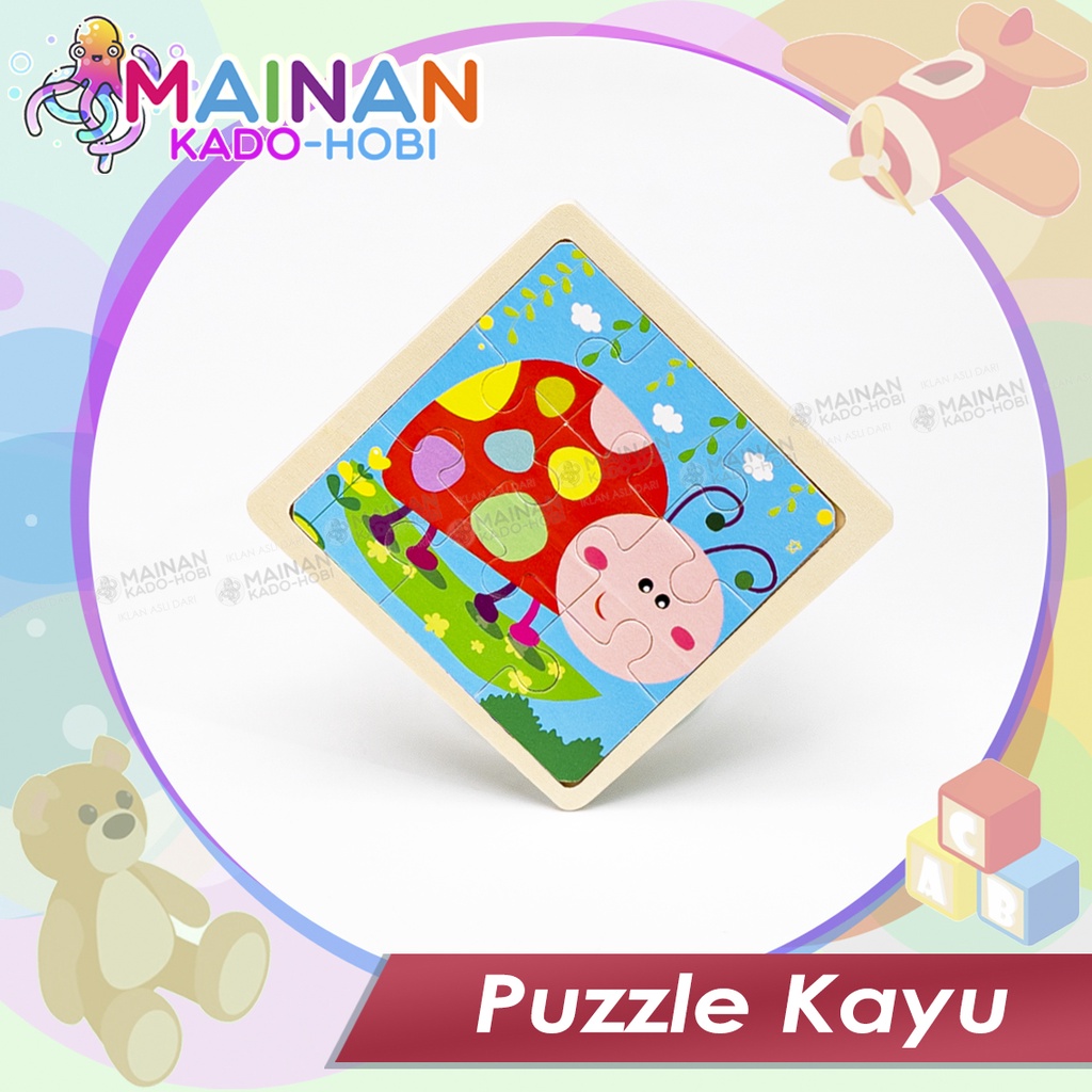 MAINAN ANAK PUZZLE KAYU JIGSAW KARAKTER SERANGGA INSECT KEPIK KUMBANG