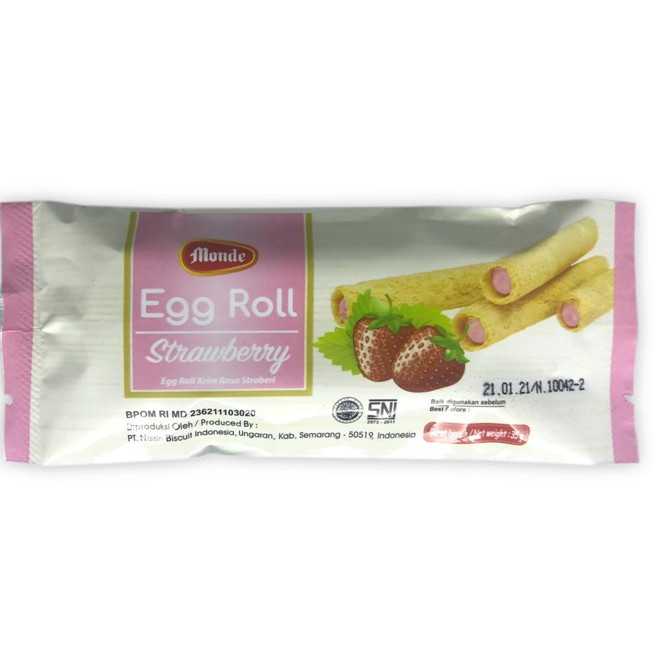 

[KODE PRODUK MJZ0E9977] Monde Egg Roll Strawberry 10 x 35gr