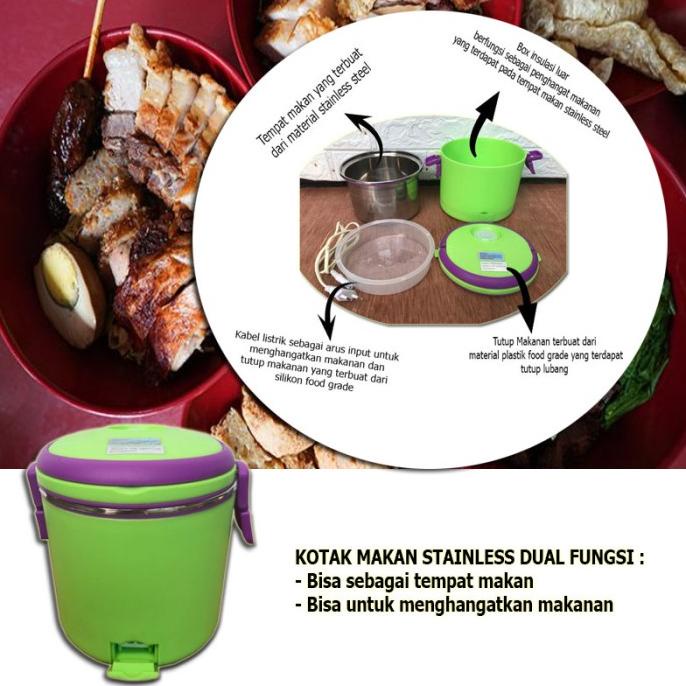 Kotak Makan Pemanas Elektrik Stainless Dual Fungsi Box Bekal Makan