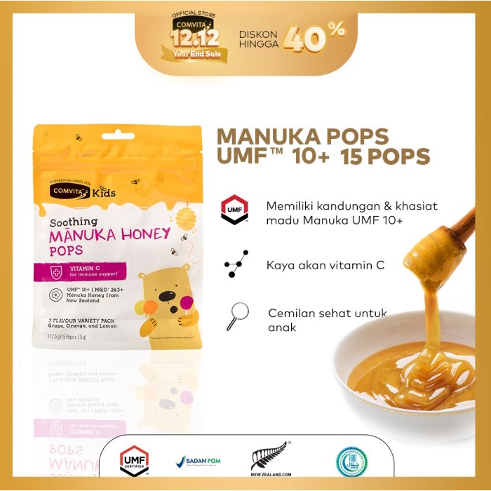 

[BEST SELLER] Comvita Kids Soothing Pops with UMF 10+ Manuka Honey Permen Madu Anak