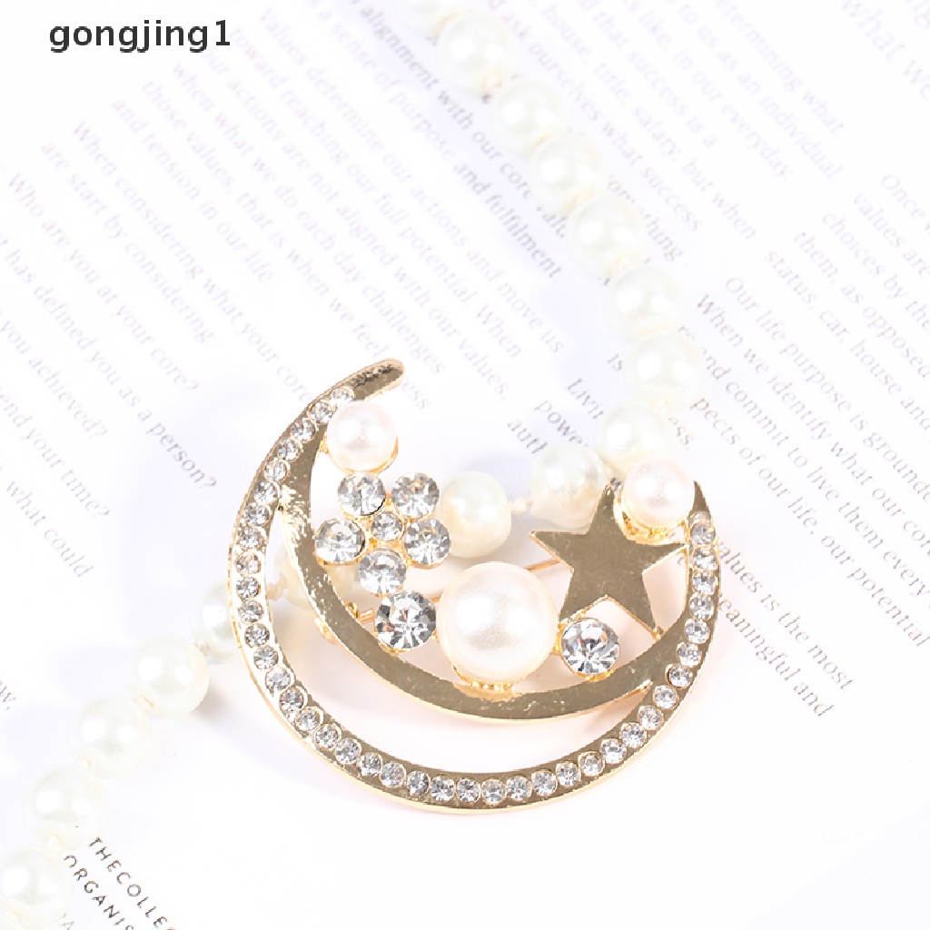 Ggg Bulan Bintang Peal Bros Untuk Wanita Baroque Trendy Elegan Brooch Pin Hadiah Pesta ID