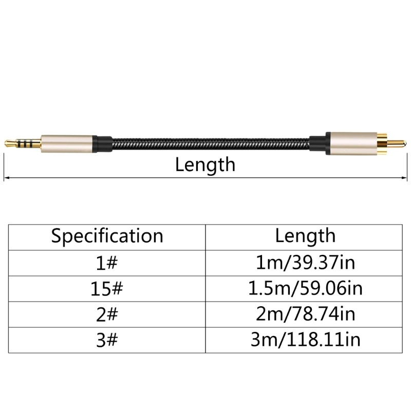 Zzz Kabel Coaxial Adapter Stereo RCA 3.5mm to Male, Konektor Lapis Emas