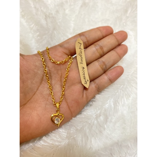 Kalung medan love mata lapis emas 24k / warna mirip emas 24k