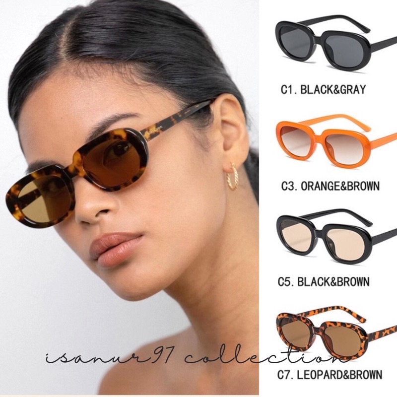 Oval Sunglasses (7 Warna) / Kacamata Bingkai Oval Kecil Gaya Vintage Retro Untuk Pria Dan Wanita