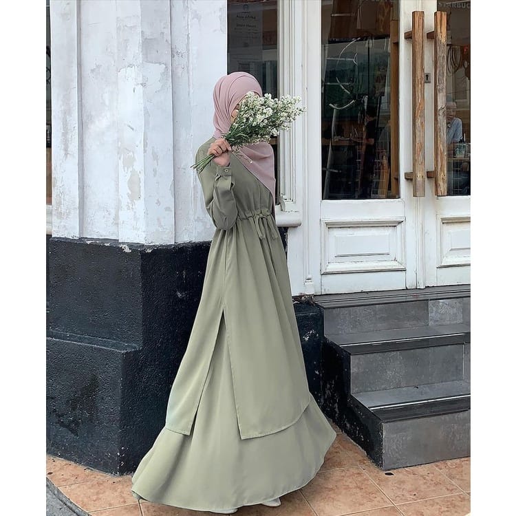 Gamis Syar'i super Jumbo Terbaru Baju Muslim Wanita Dress Kekinian Busui Wudhu Frendy L XL XXL 3L 4L LD 140