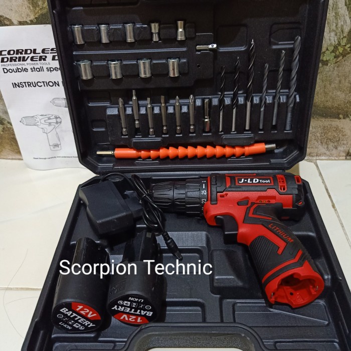 Mesin Bor Baterai 12V Jld Tool Include Tool Kit Set Cordless Drill