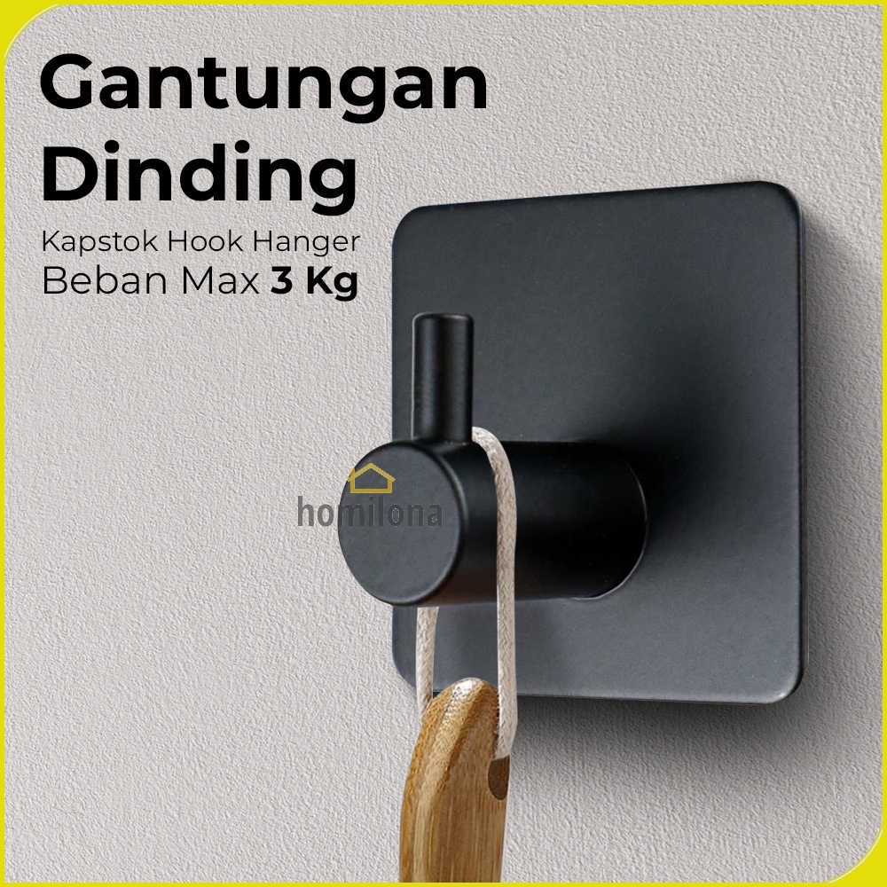 Gantungan Dinding Kapstok Hook Hanger Stainless Steel H011A Black Silver Golden