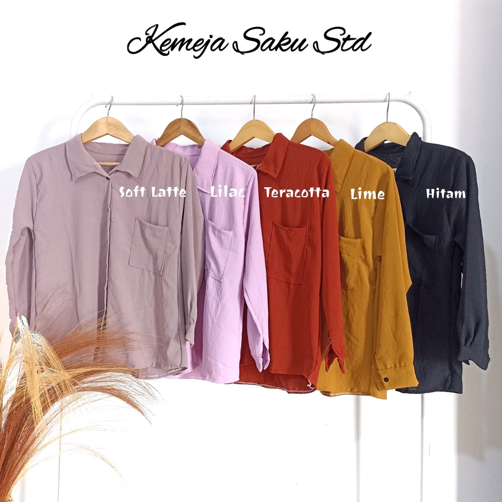 PROMO !! Kemeja Saku Wanita Bahan Crinkle Airflow