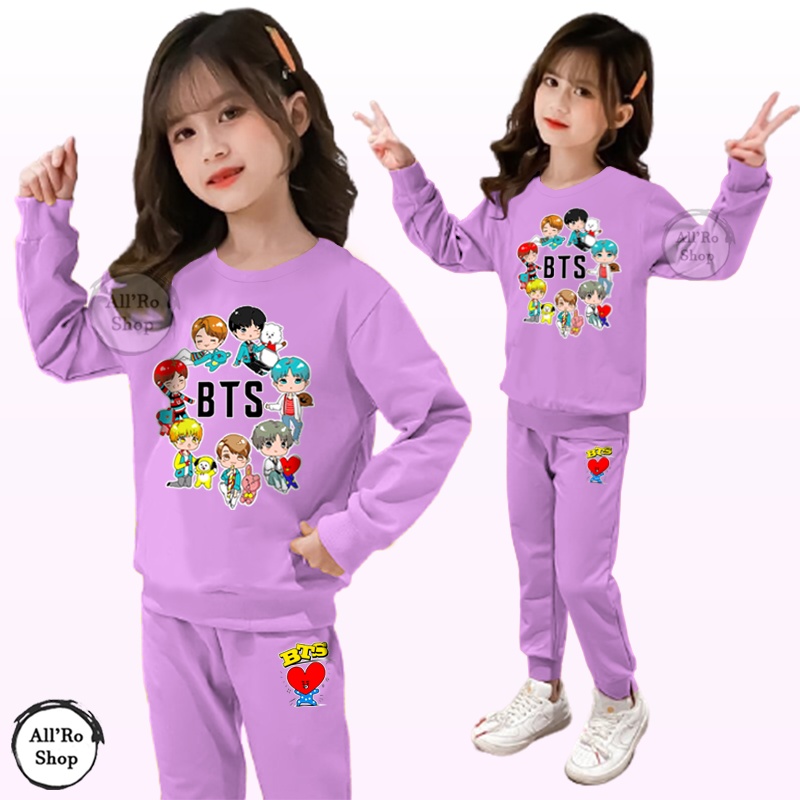 Setelan Anak Seragam Senam Lengan Panjang Set Anak Motif BTS Lengan dan Celana Panjang Usia 5 sd 13 Tahun ARS 0004