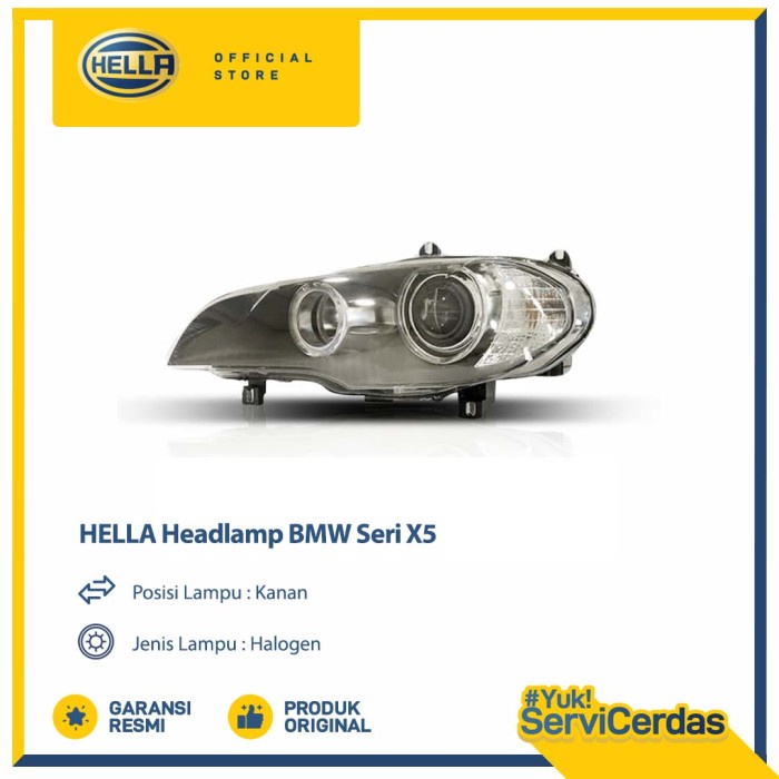 Lampu Headlamp Mobil Hella BMW Seri X5 (Kanan) Halogen - Lampu Depan Mobil