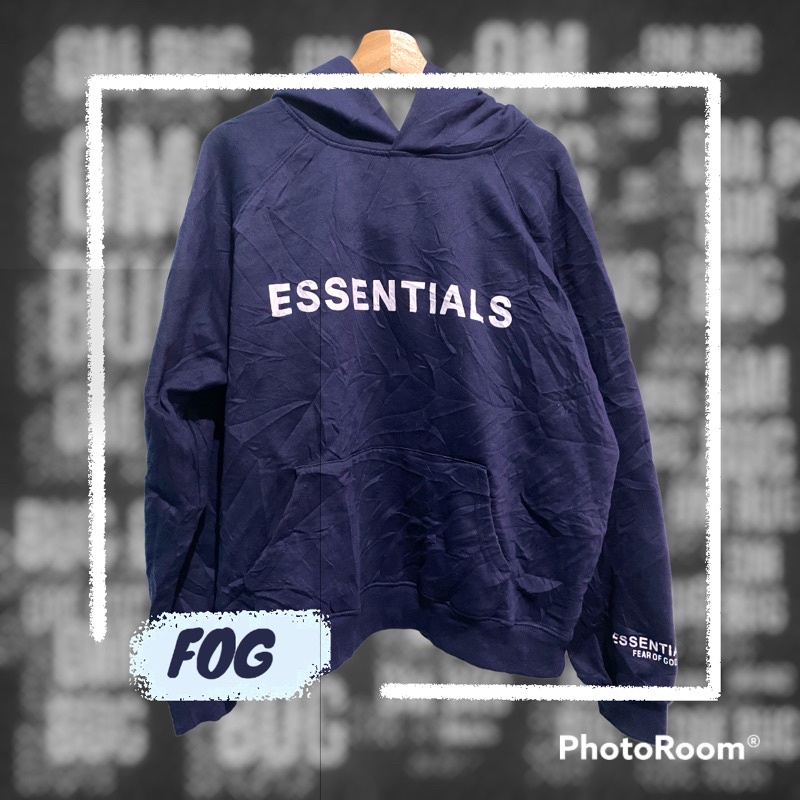 preloved hoodie essentials fashion navy thrift ball fog fear of god