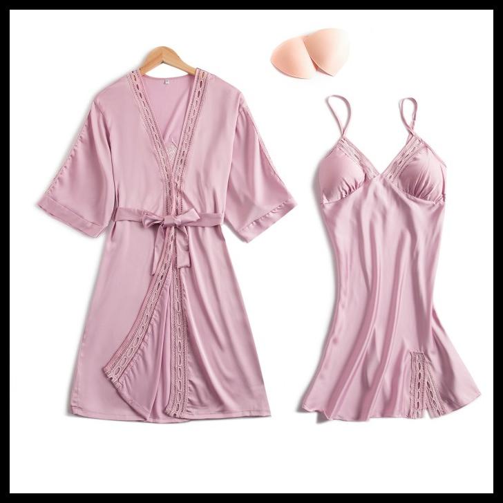 Penelope Lingerie Kimono Set Satin Silk Premium Import Baju Tidur Sexy