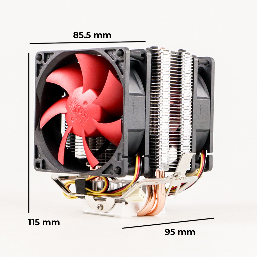 PcCooler Mini CPU Heatsink 2 Heatpipe with 2 Fan - VS8025 - Black/Red