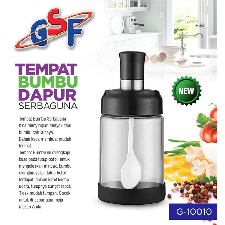 Tempat Bumbu Botol Bumbu Serbaguna GSF 10010 Botol Minyak Sendok Serbaguna Kaca Plastik 200ml