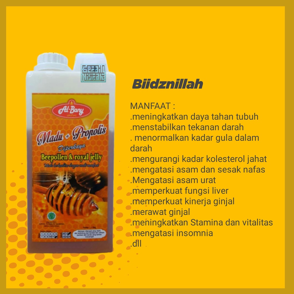 

Madu Al Bany Propolis mix royal jelly dan Be Pollen