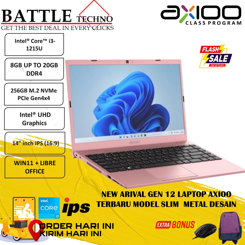 LAPTOP SLIM AXIOO MYBOOK Z6 INTEL I3 1215U 20GB 256GB 14 FHD IPS WIN11 + LIBRE OFFICE WINDOWS 11 PRO TERLARIS