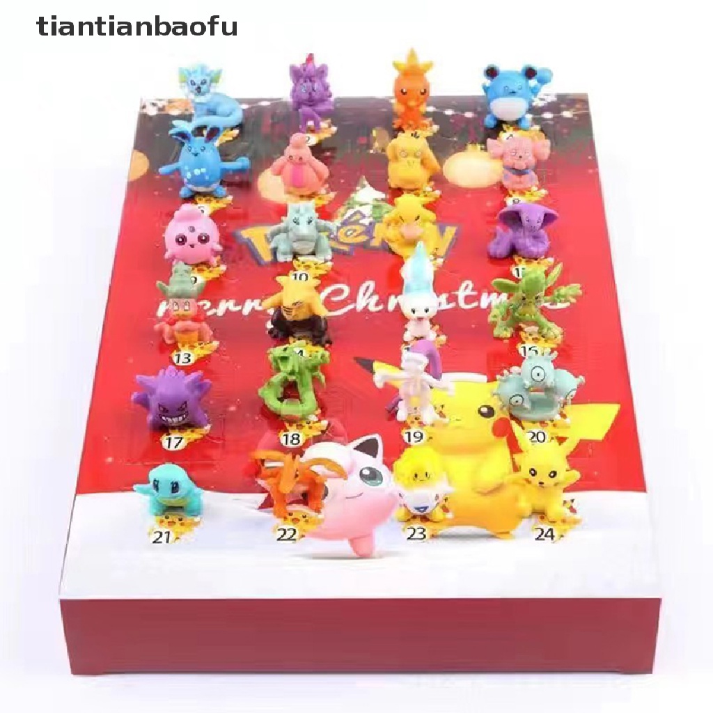 24pcs / Set Mainan Action Figure Pokemon Advent Kalender Pikachu Untuk Hadiah Natal