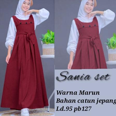 Sania set Dress Baju Gamis Syari Muslim Remaja Wanita Perempuan// dress gamis anak Remaja tanggung K