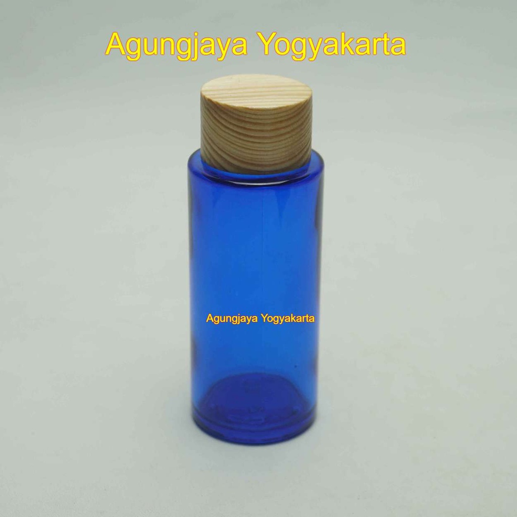 Botol Kaca Serum 50 ml Cilinder Biru Original Ulir / Botol Kaca 50 ml / Botol Kosmetik / Serum Kaca 