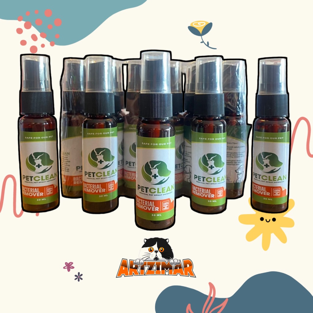 PET CLEAN Spray Bacterial Remover 30ml untuk mengobati penyakit kulit