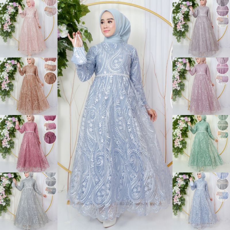 GAMIS TILLE PREMIUM // BAHAN TILLE BORDIR MIX SWAROSKY // BAJU PESTA // BAJU WISUDA // KEBAYA MODERN // By Aleeta