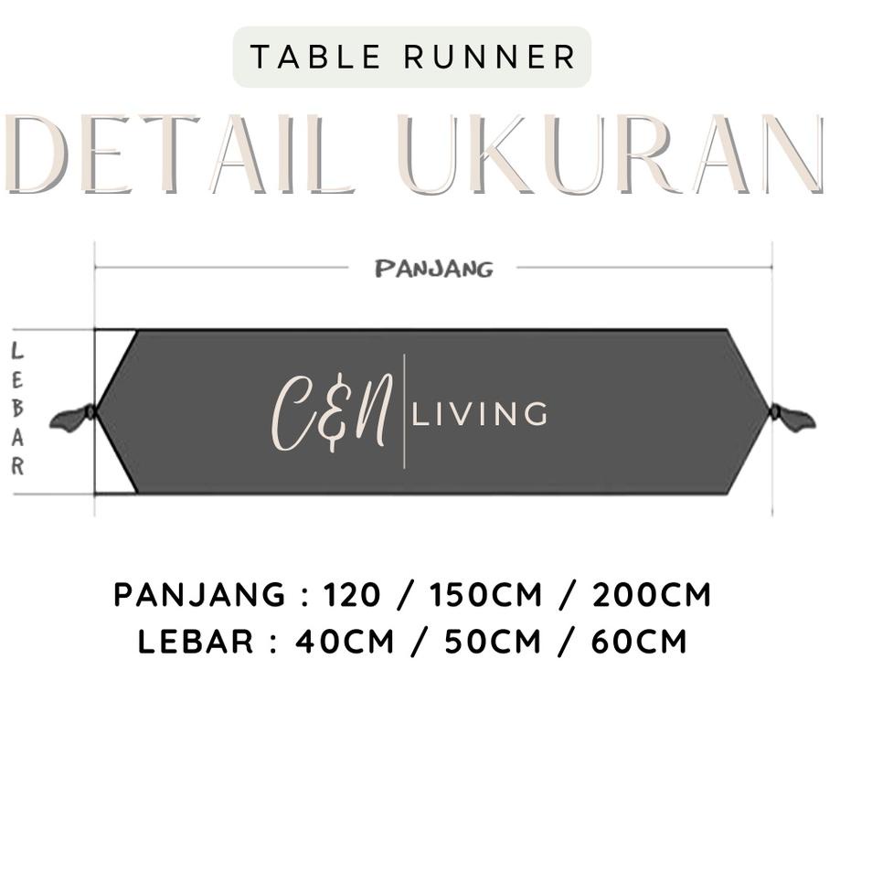 AHQ4-3PRE3 TAPLAK MEJA RUANG TAMU PERSEGI PANJANG MINIMALIS TABLE RUNNER RUMBAI MOTIF KOTAK AESTHETI