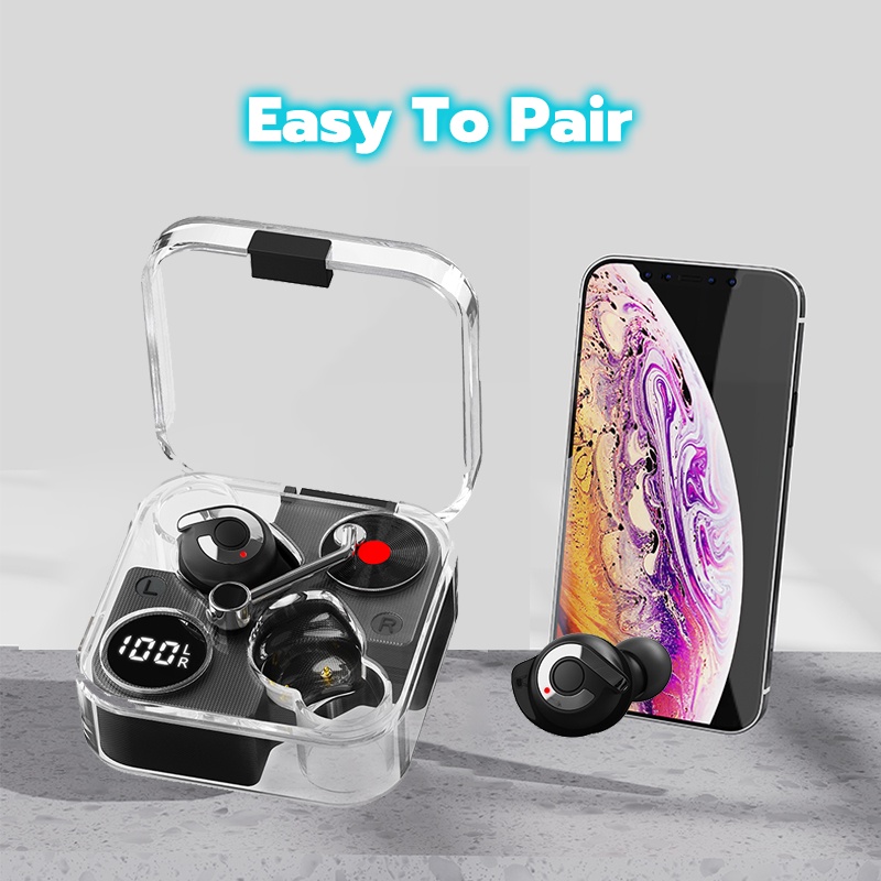 (COD) TWS Bluetooth Headset E89 Bluetooth 5.3 Wireless Earphone Earbuds Transparant Dual Mode Gaming Earphone - T67