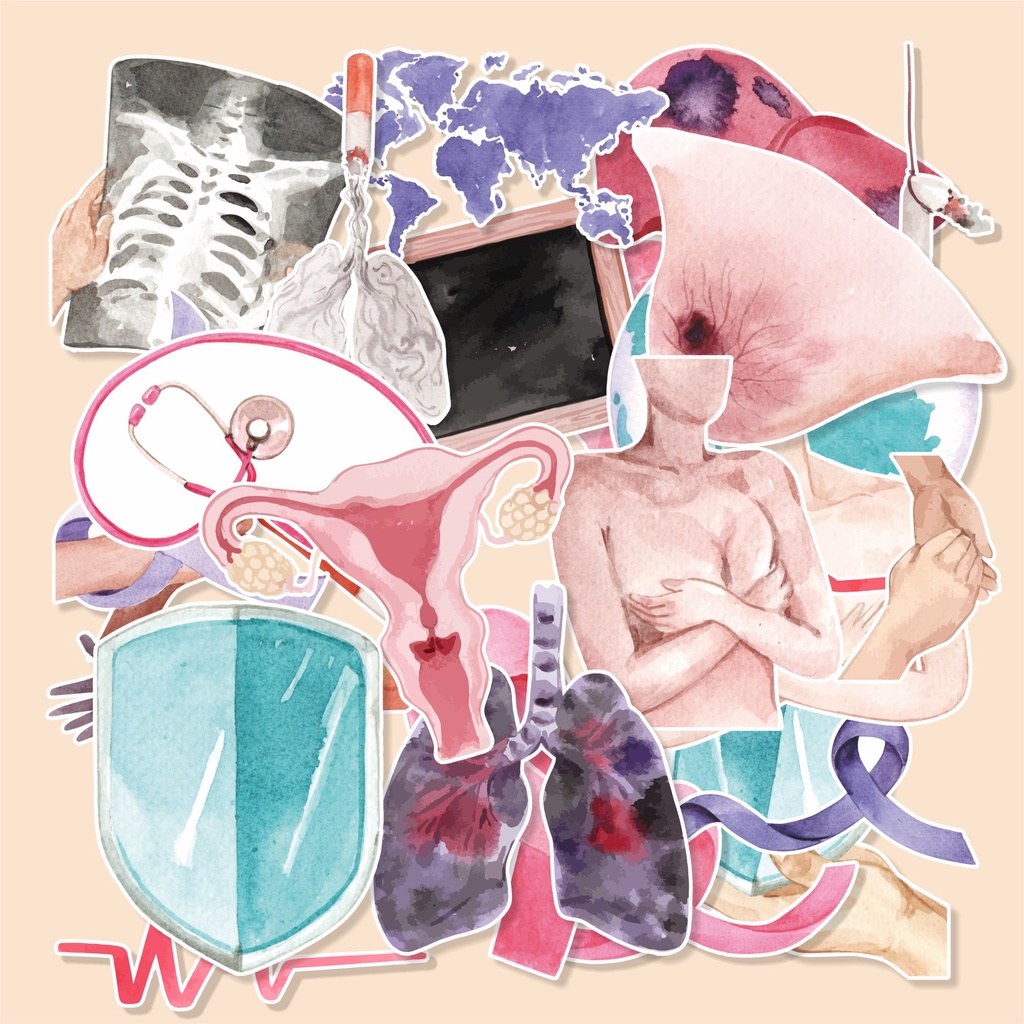 

( 50 pcs ) jurnal stiker/scrapbook murah/HEALTH ISSUE-watercolor/random stiker