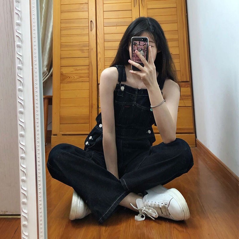 ✅COD Overall Jeans Wanita Fashion Import / Overall Serbaguna Kelabu hitam / Overall Bigsize Loose Korean