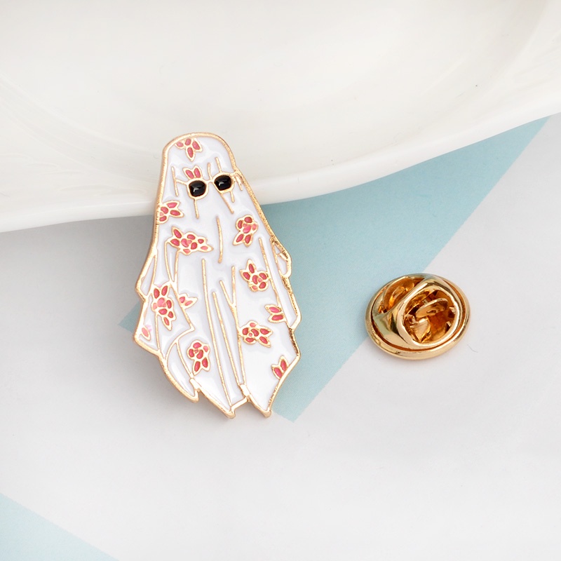 Kartun Halloween Enamel Pin Lucu Hantu Bunga Gamis Pin Lencana Bros Hadiah Untuk Pria Wanita