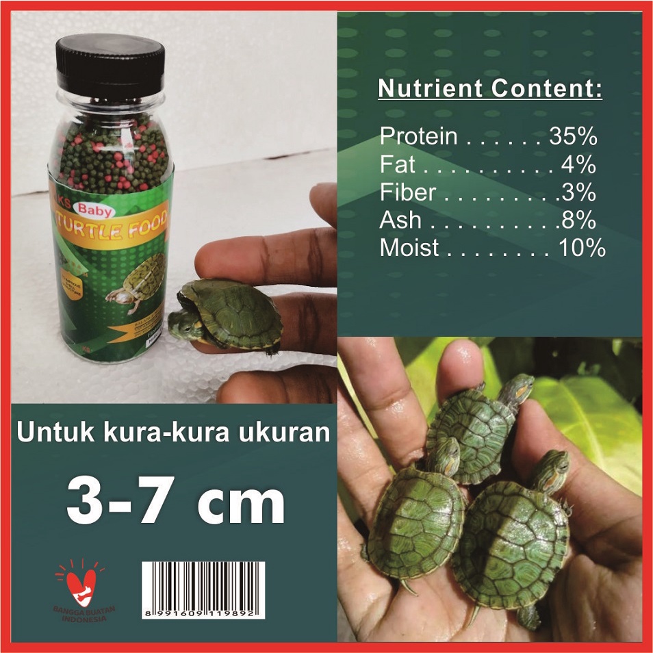 KS Turtle Food Pakan Kura Kura Brazil Pelet Pellet Turtle Vit Reptil Katak Kodok Kadal Mix / Grenn Turtle Vit 60gr 120gr 1mm 3mm 5mm