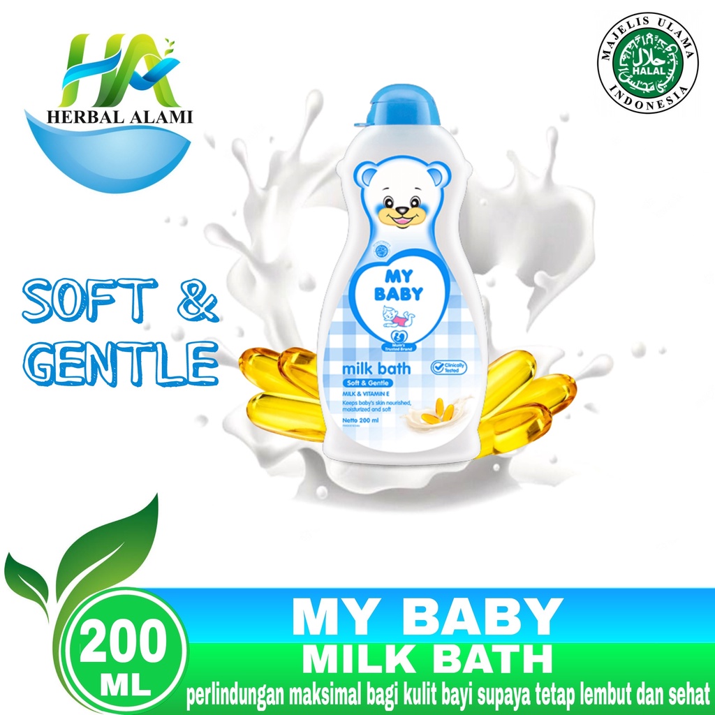 MY BABY Milk Bath Soft &amp; Gentle BIRU - Sabun Cair Bayi Susu &amp; Vit E
