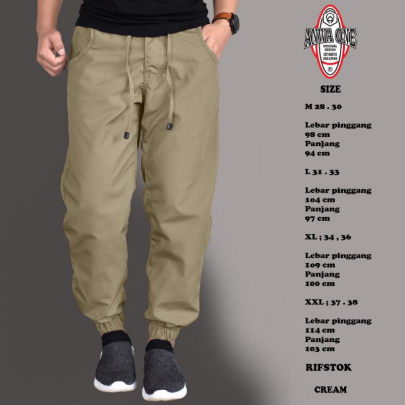 Terbaru Celana Jogger Pria Polos Anwa One-Jogger Pria Terbaru Anwa One Material Ripstok Premium