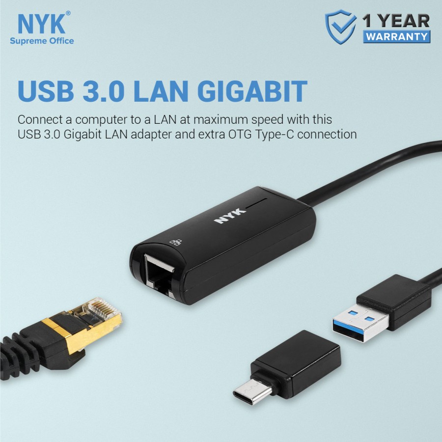 Kabel Usb 3.0 Type C to LAN RJ45 Gigabit Fast Ethernet Network Port