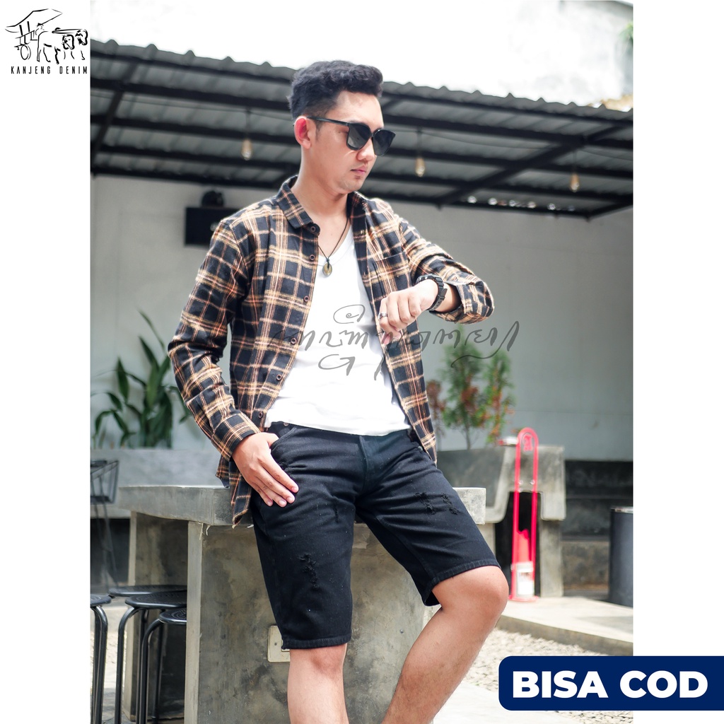 Celana Pendek Sobek Hitam - Jeans Pendek Soft Ripped