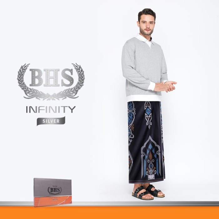 Sarung BHS Infinity Silver Motif PKE Hitam Biru
